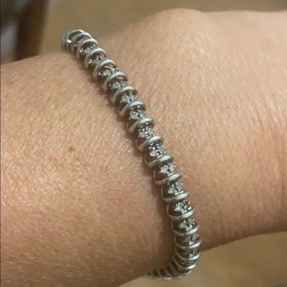Sterling Silver real diamonds vintage bracelet